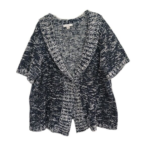 CJ Banks Sweaters - CJ Banks Cardigan Sweater Women's 3X Blue/White Textured One Button Short Sleeve
